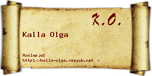 Kalla Olga névjegykártya